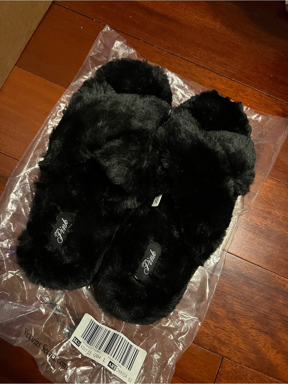 Aqua Black Plush Fuzzy Slide Slippers